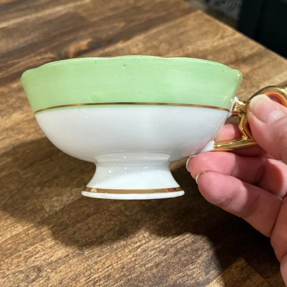 Royal Sealy Japan Green Footed Cup & Saucer - Picture 4 of 7